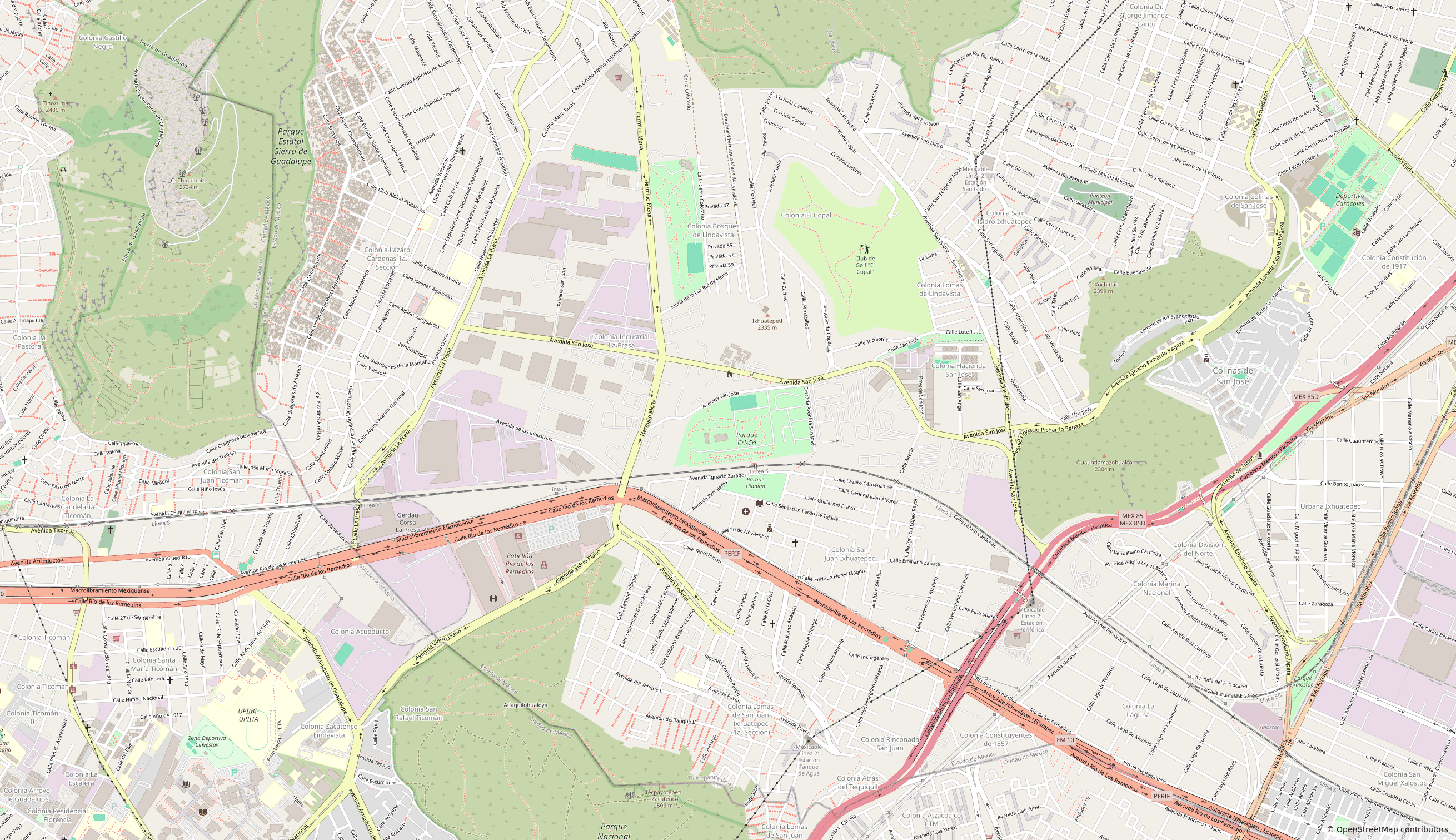 Mapa de calles de San Juan Ixhuatepec y alrededores